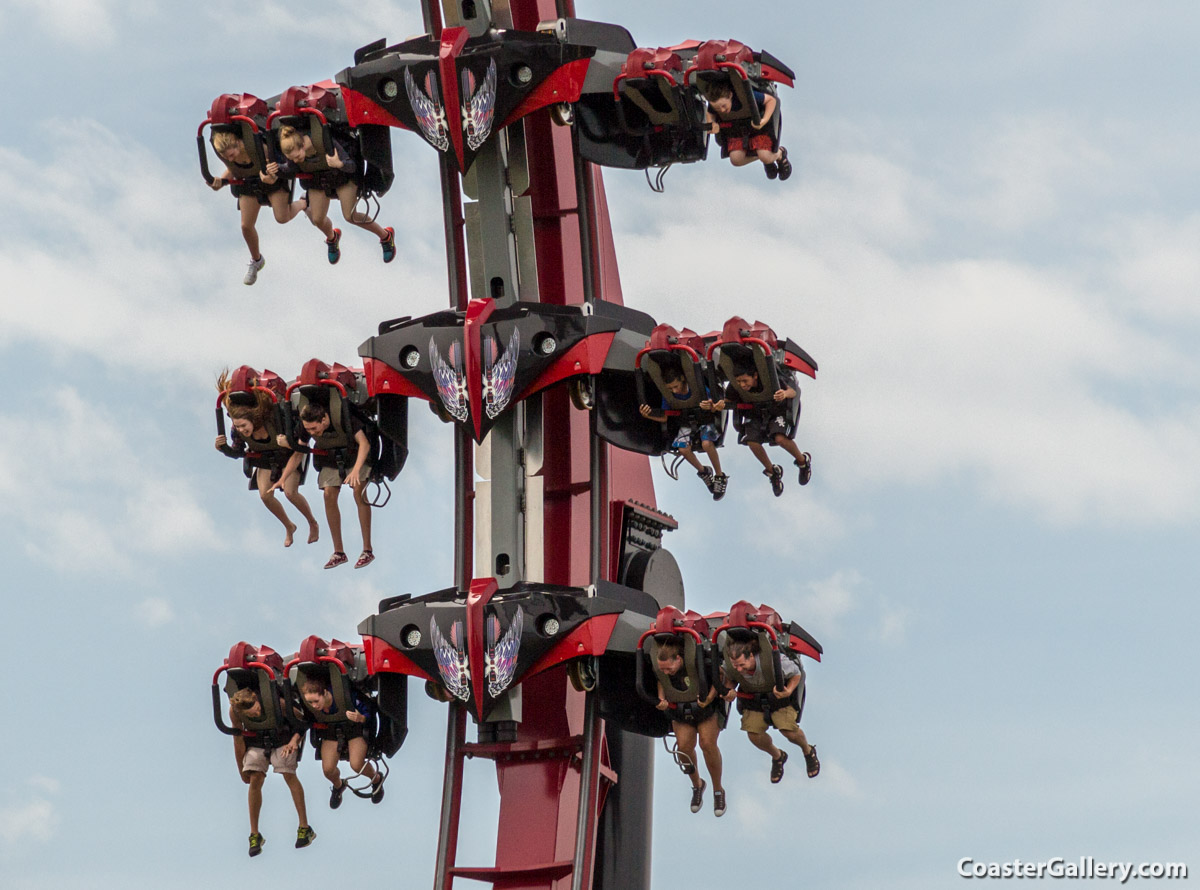 Braking systems on the X-Flight wing roller coaster