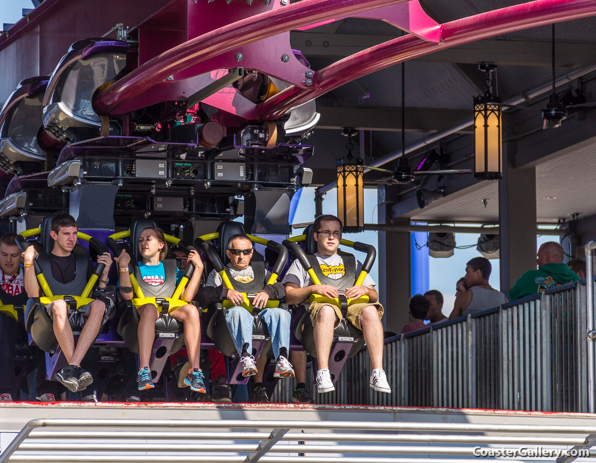The restraint system on Banshee, a B&M Inverted coaster