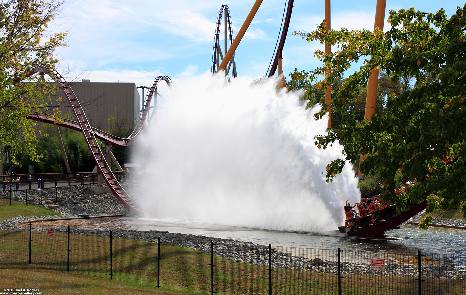 Coaster going through the water
