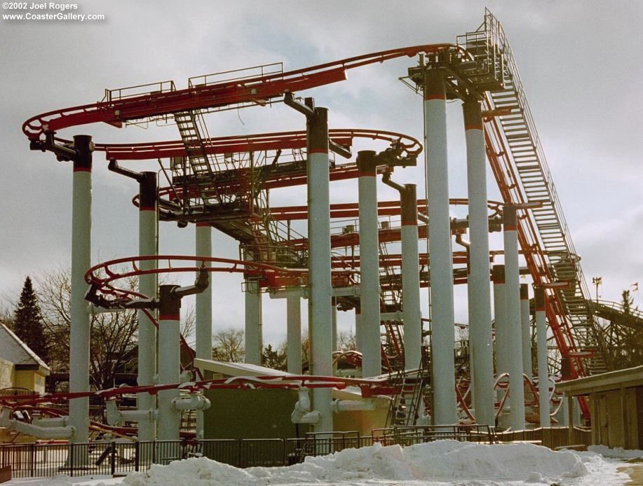 Mad Mouse coaster covered in snow