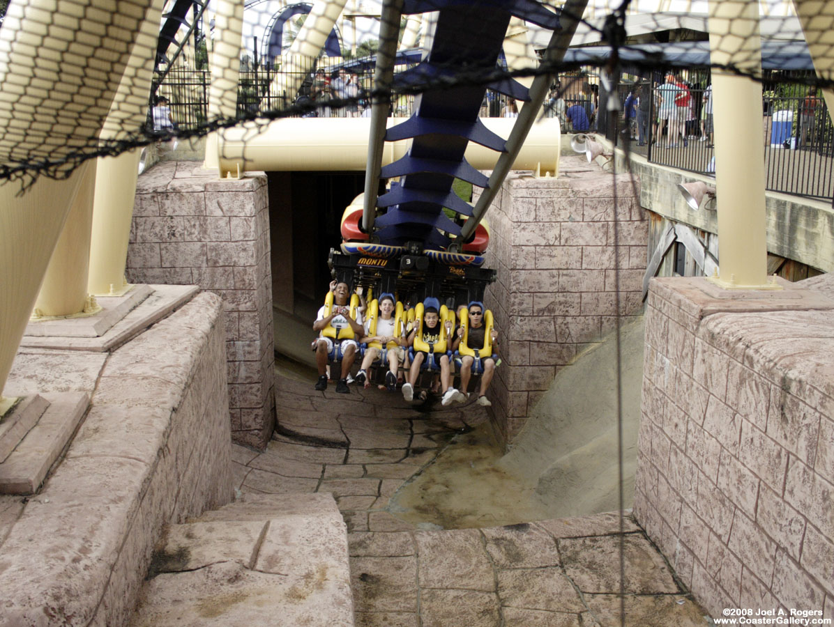 Inverted roller coaster going underground
