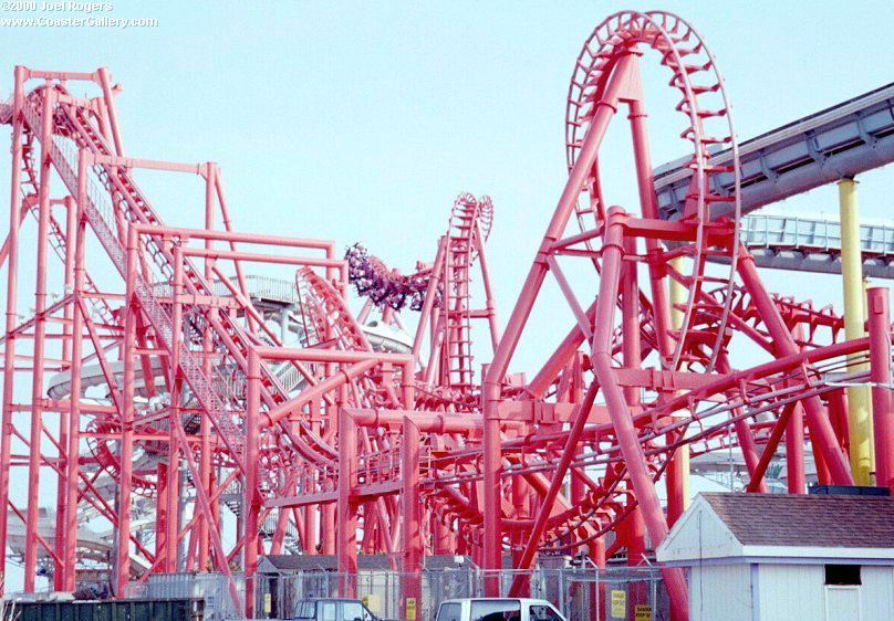 Five loops on the Great Nor'Easter roller coaster in New Jersey