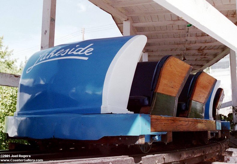 Wooden trains on the Cyclone roller coaster