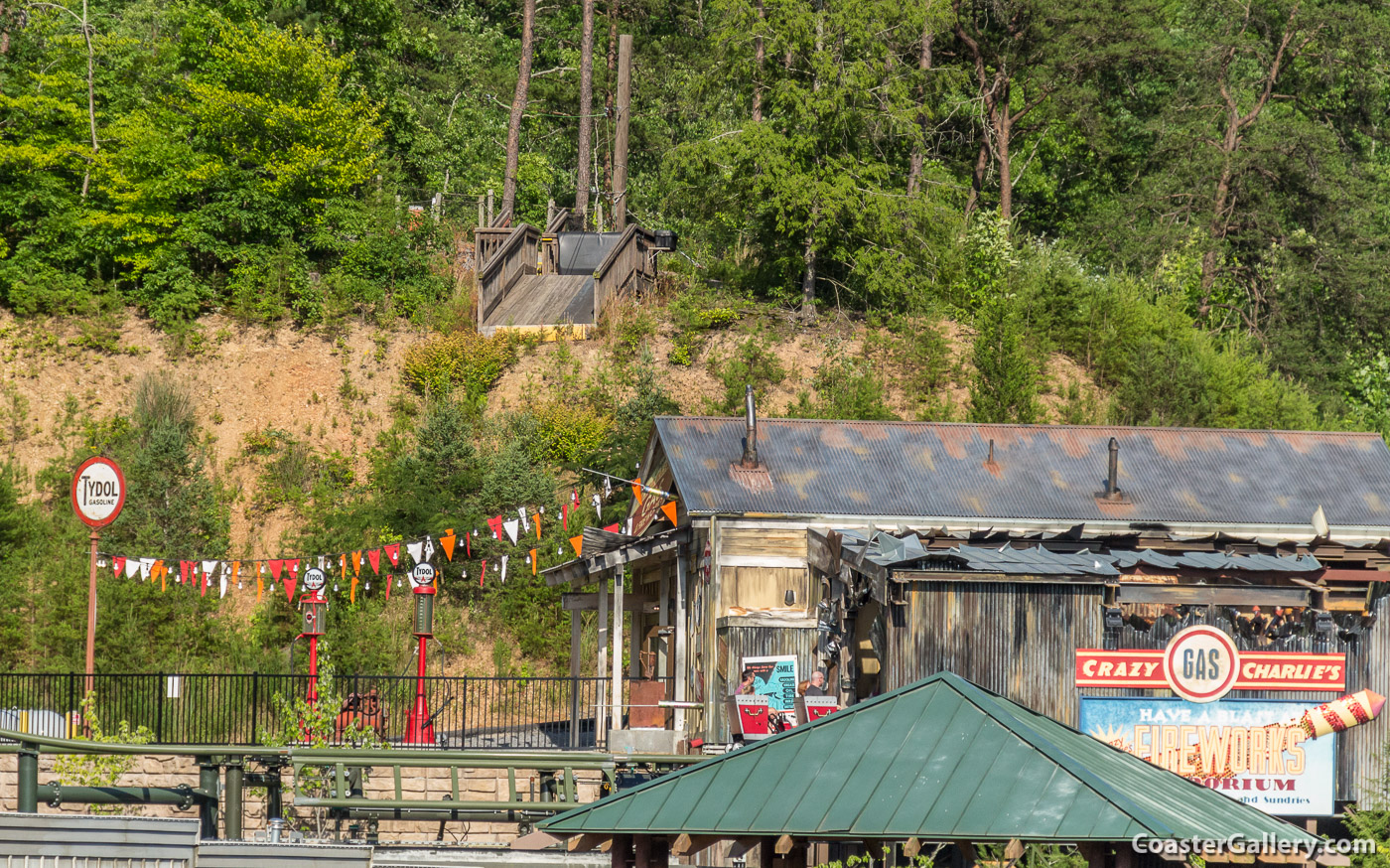 Fireworks and fire on the FireChaser Express roller coaster