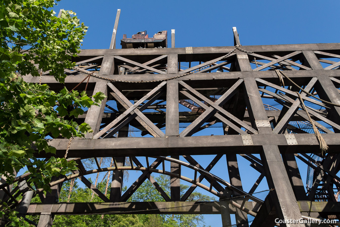 95-degree drop on the Mystery Mine roller coaster in Pigeon Forge, TN