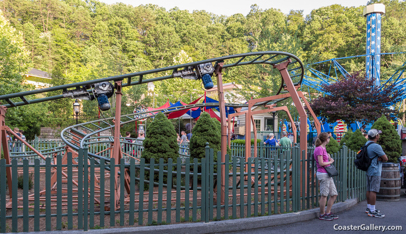 Country Fair section of Dollywood - Sideshow Spin roller coaster