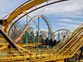Yellow roller coaster track