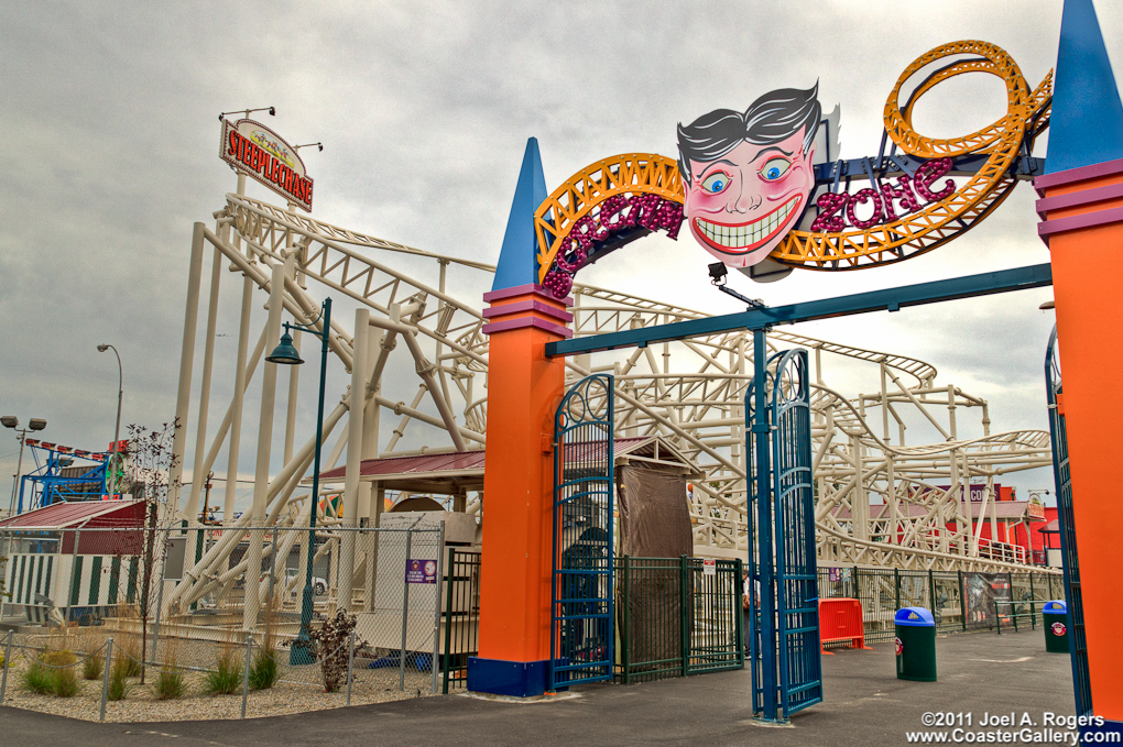 Steeplechase roller coaster at Coney Island's Scream Zone