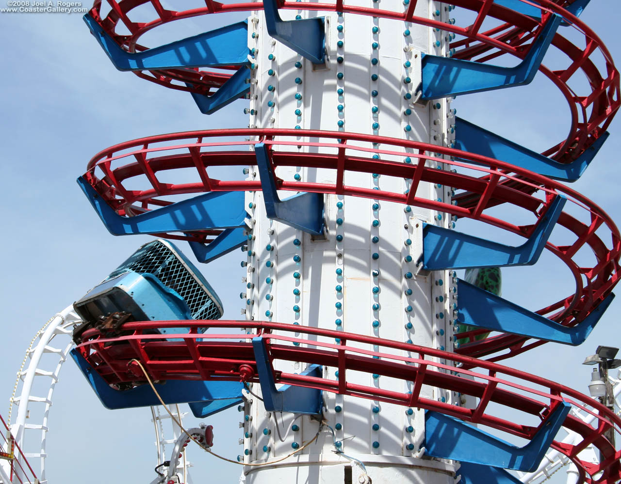 Toboggan coaster spinning downward.