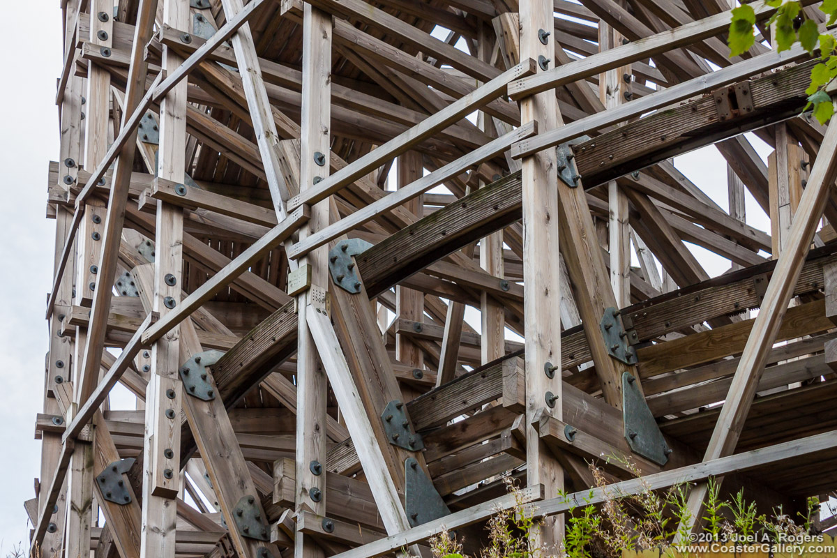 Prefabricated track on a wooden roller coaster