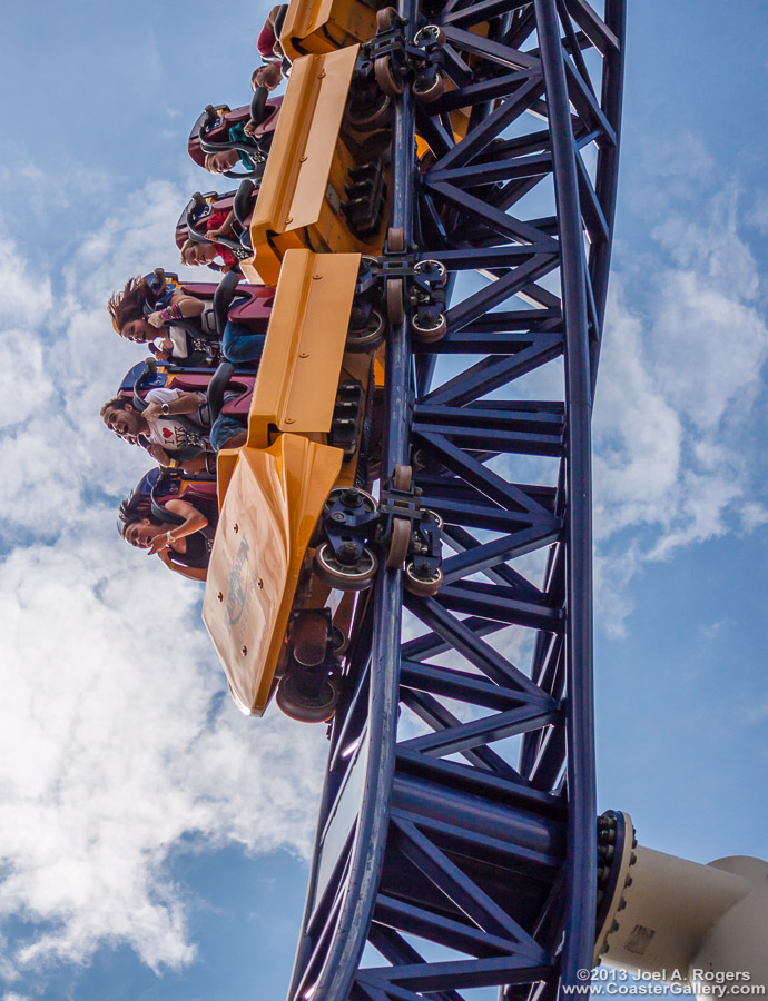 Shoulder harnesses on a roller coaster