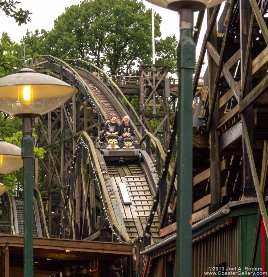 A roller coaster flying off the track