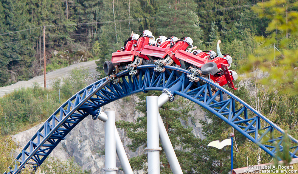 Over The Shoulder restrains on a coaster