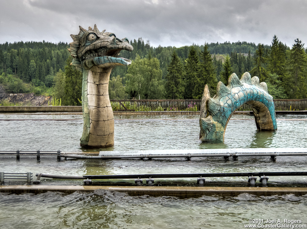 Log flume and roller coaster in Norway