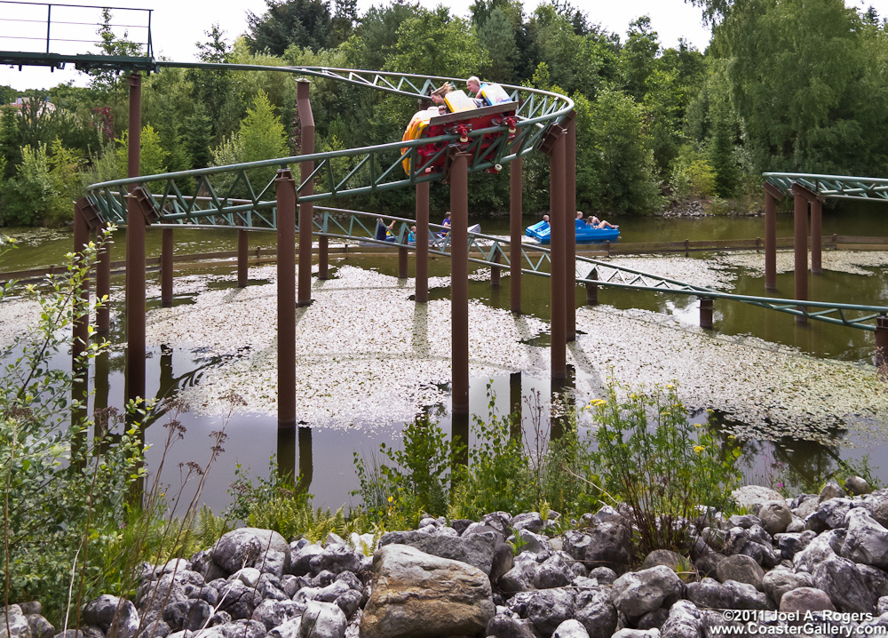 A roller coaster passing over the Colorado River at Djurs Sommerland in Denmark.