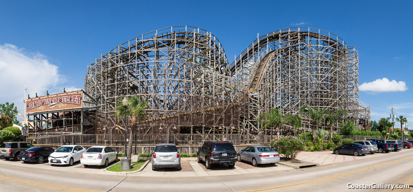 Hurricane Ike damaging the Boardwalk Bullet coaster at Kemah Boardwalk