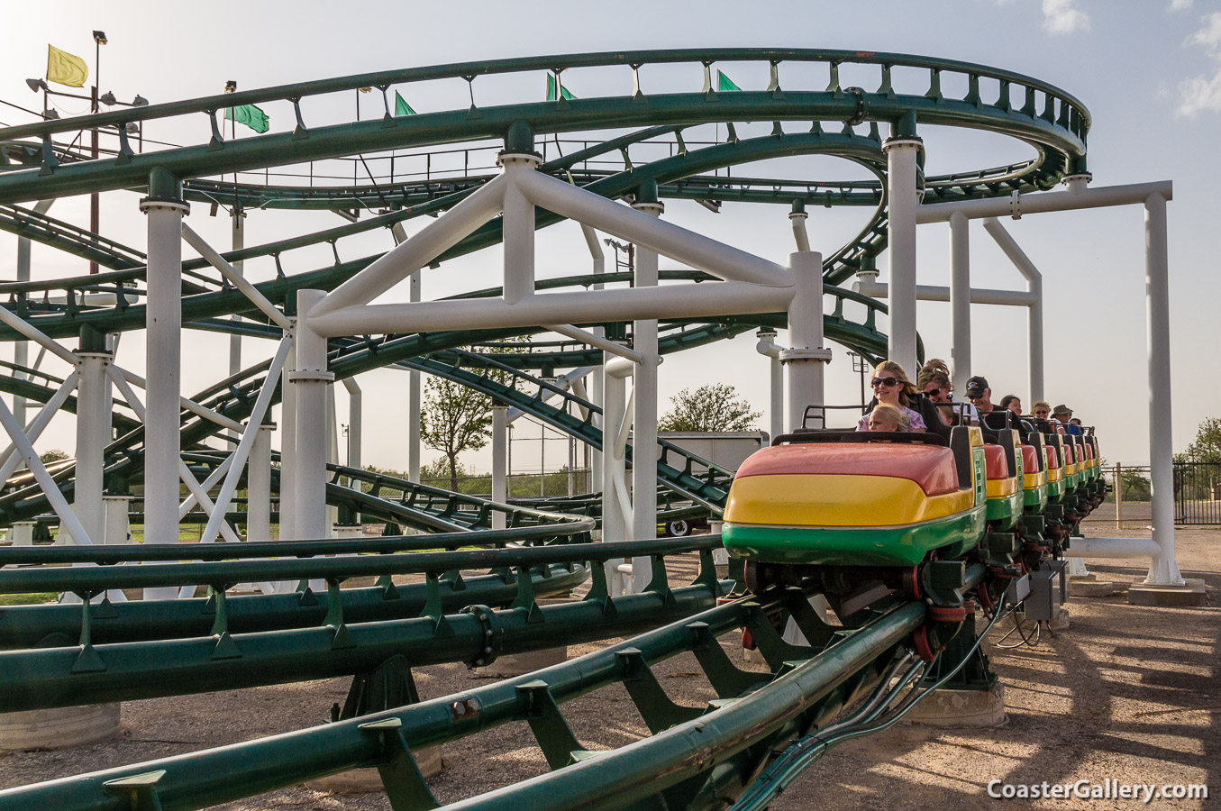 Hornet roller coaster in Texas. Built by Vekoma Rides.