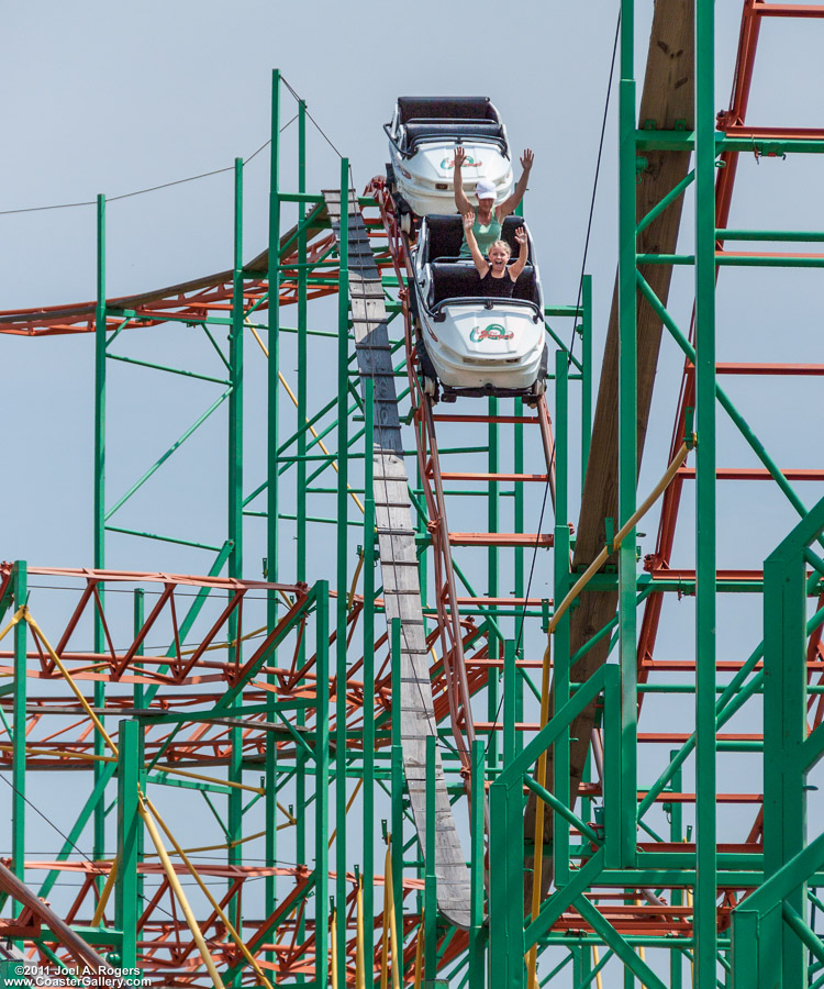 Train on a steel coaster