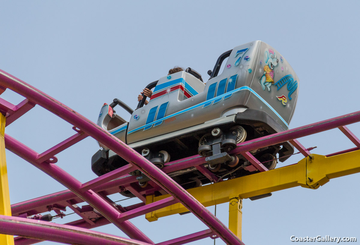 Painted cars on the Wilde Maus at Freizeit-Land Geiselwind