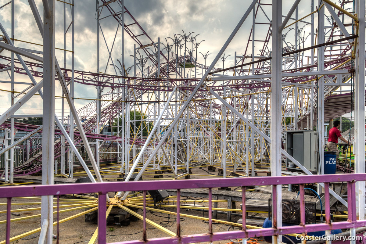 Steel beam supports on a old roller coaster