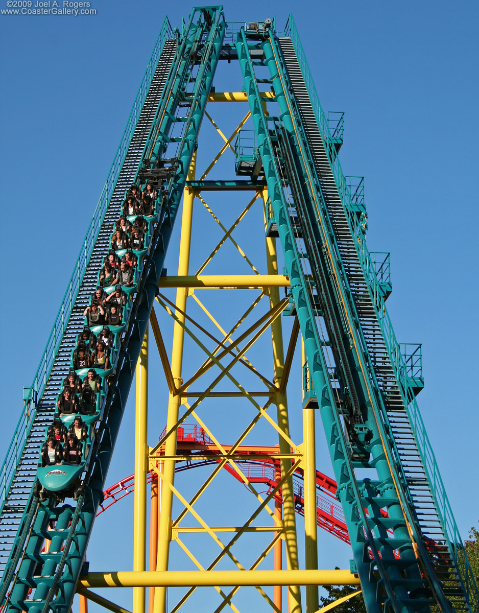 A standard Vekoma Boomerang roller coaster