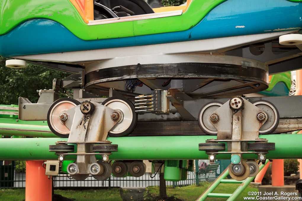 Mechanics of a spinning roller coaster