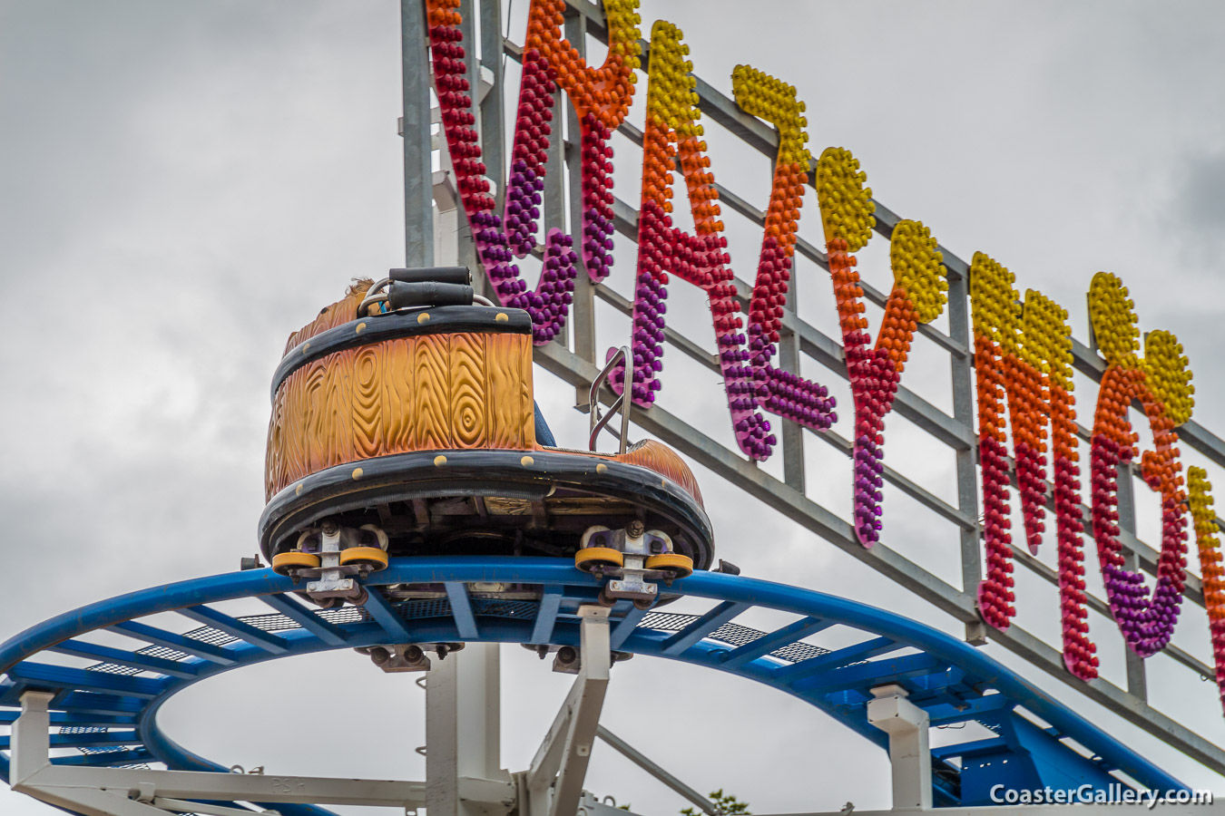 Crazy Mouse spinning roller coaster at Brean Leisure Park in Somerset, England, UK