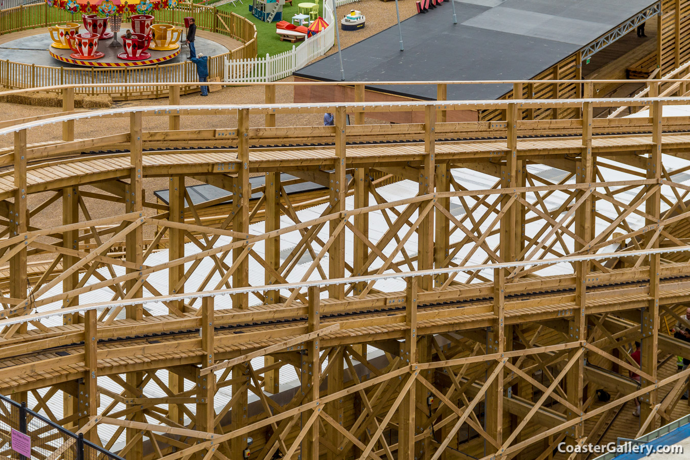 Anti-rollback devices on the Scenic Railway roller coaster. Pictures of Dreamland Margate, England, United Kindgom