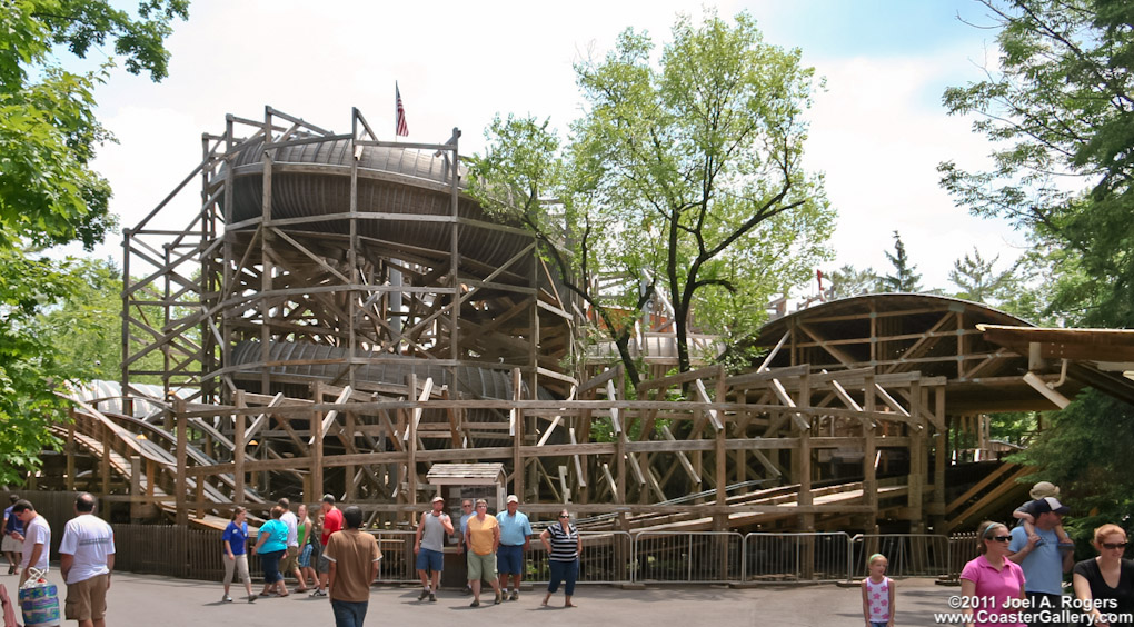 Construction delays on a roller coaster at Knoebels Amusement Park in Pennsylvania