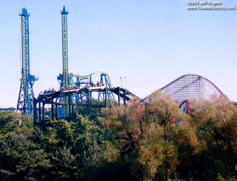Three styles of roller coaster shown at Six Flags Great America