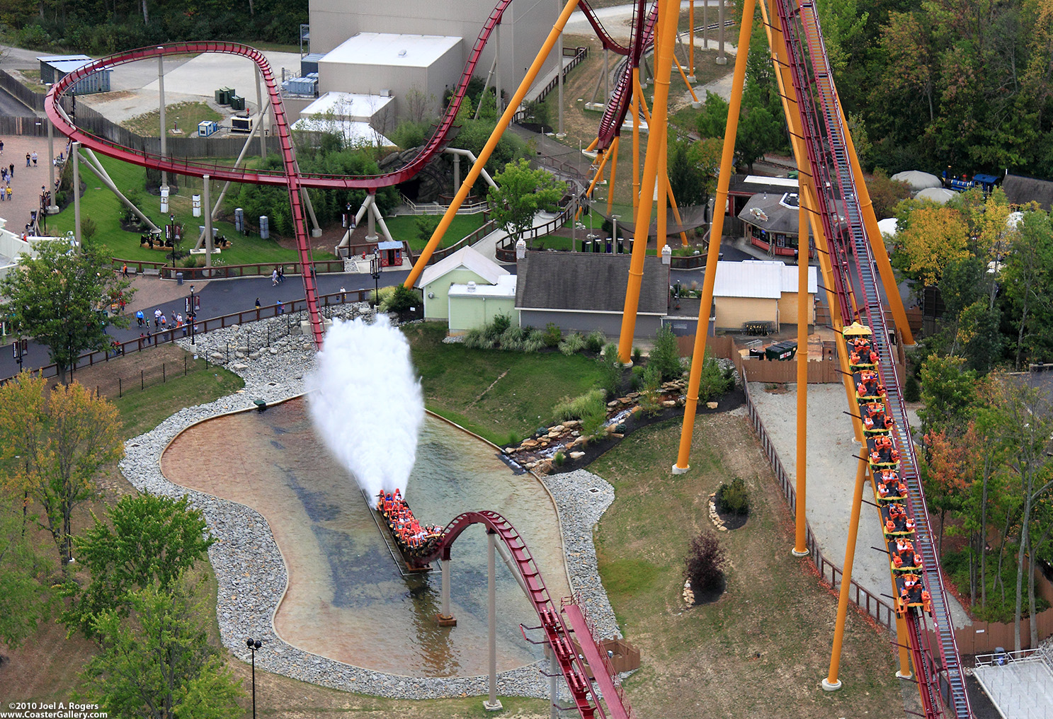 Roller coaster going through the water