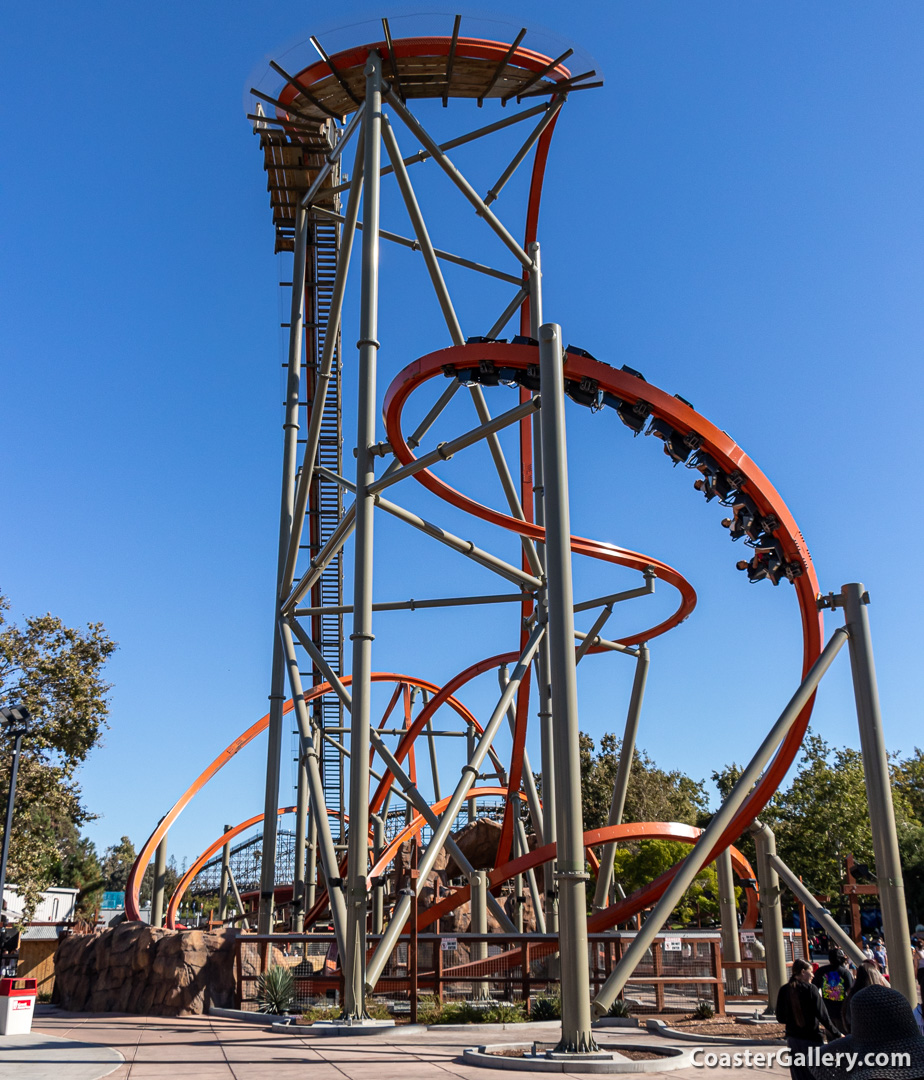 Picture of the track on the RailBlazer single-rail roller coaster in California