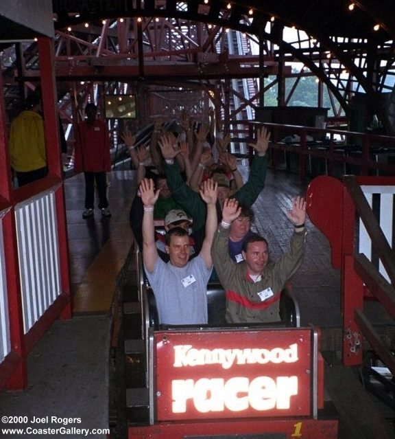 Racer roller coaster in the station