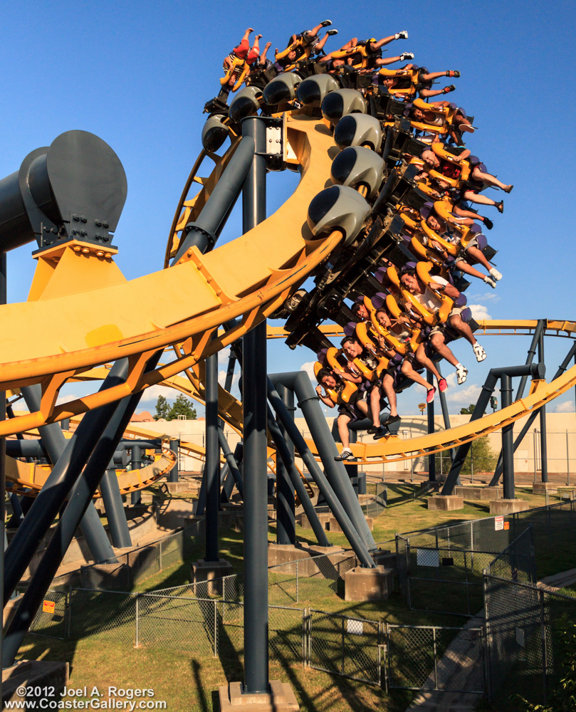 Corkscrew loop on an inverted roller coaster