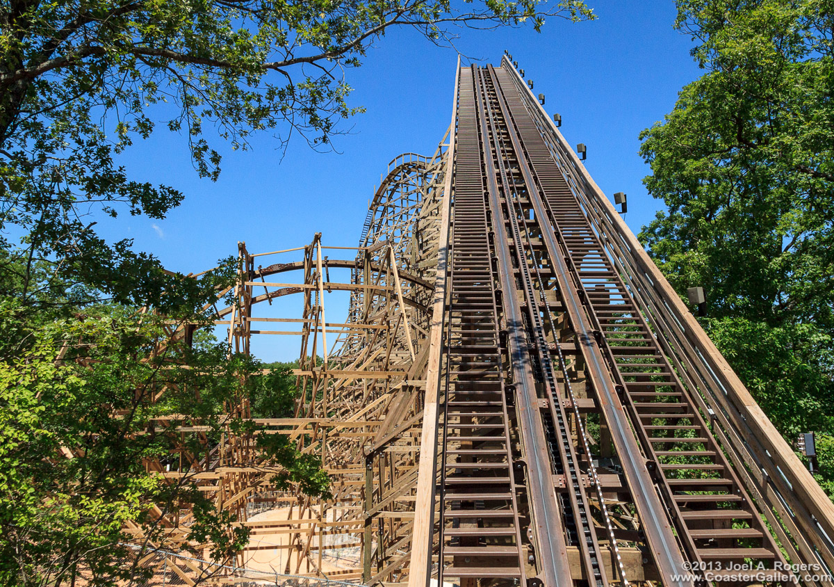 Lift hill on the Outlaw Run roller coaster at Branson, Missouri