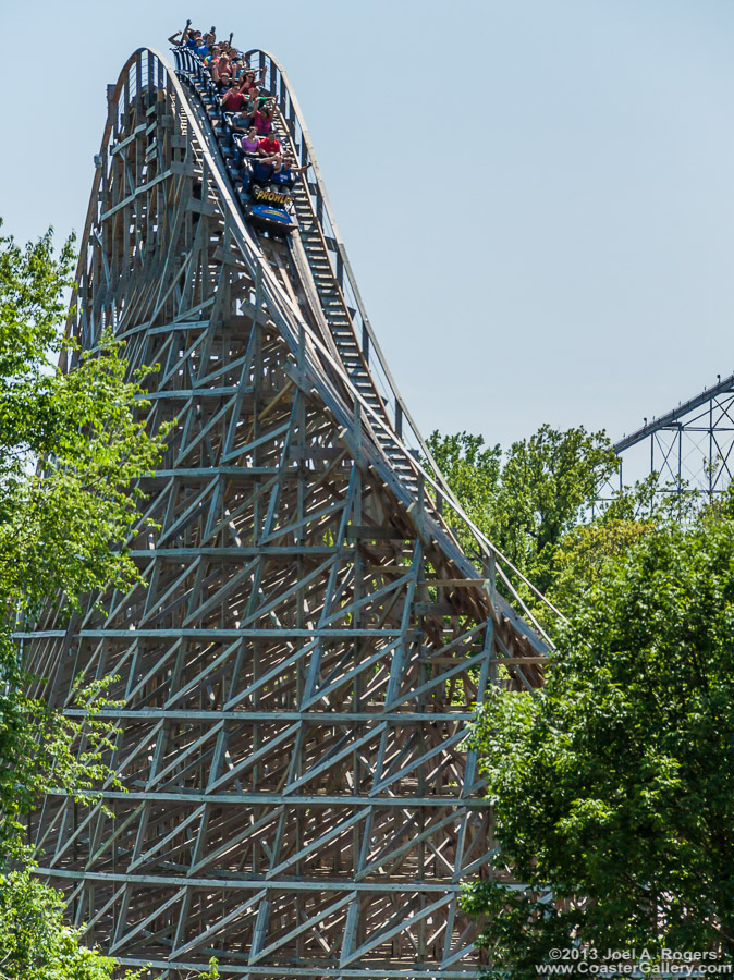 Millennium Flyer trains on the Prowler Roller Coaster
