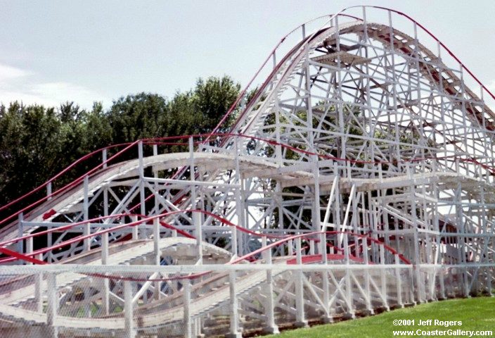 Wooden roller coaster at Stricker's Grove