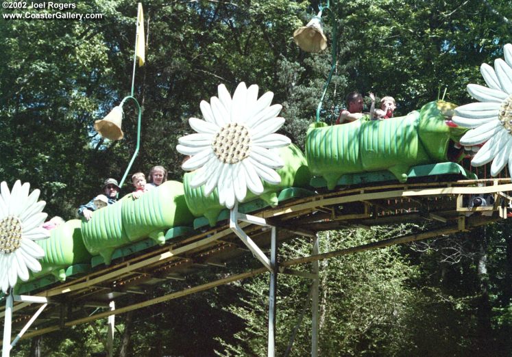 Flowers surrounding the Wacky Worm roller coaster