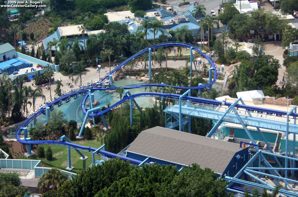 Aerial view of the flying roller coaster at SeaWorld Orlando