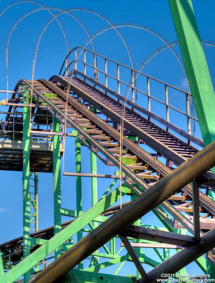 Commercial image of roller coaster close-up