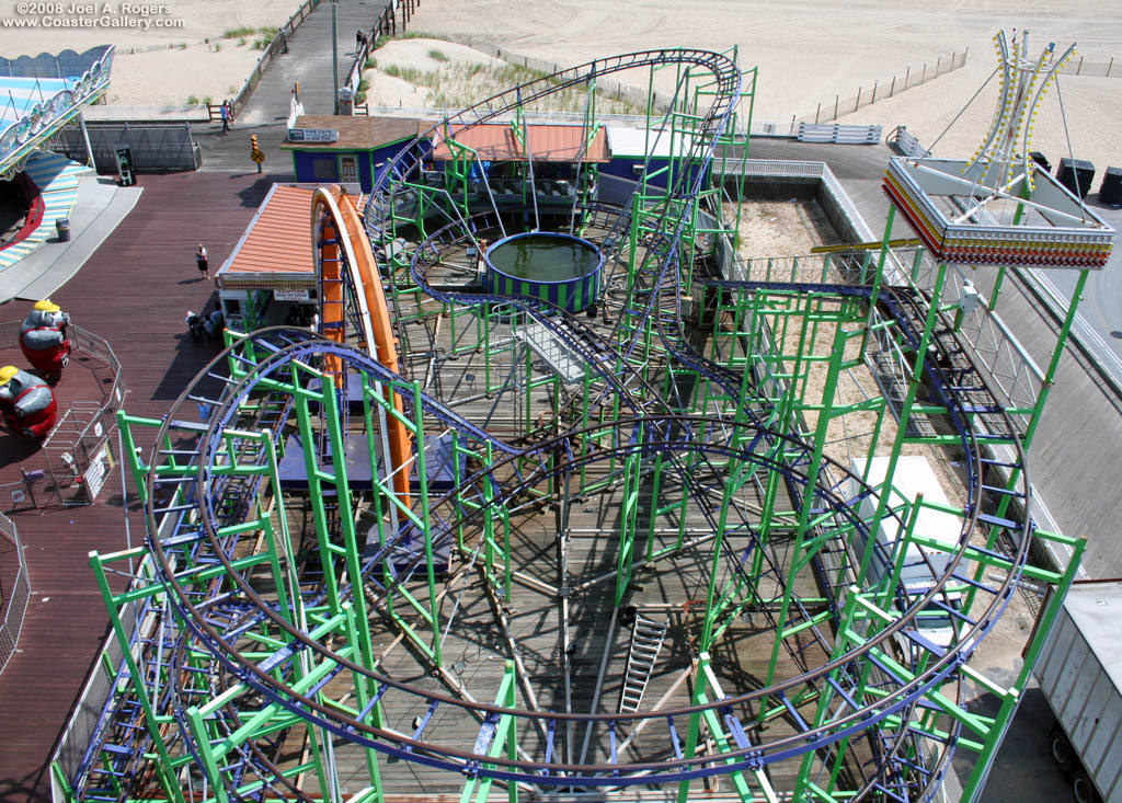 Aerial view of the Looping Star roller coaster