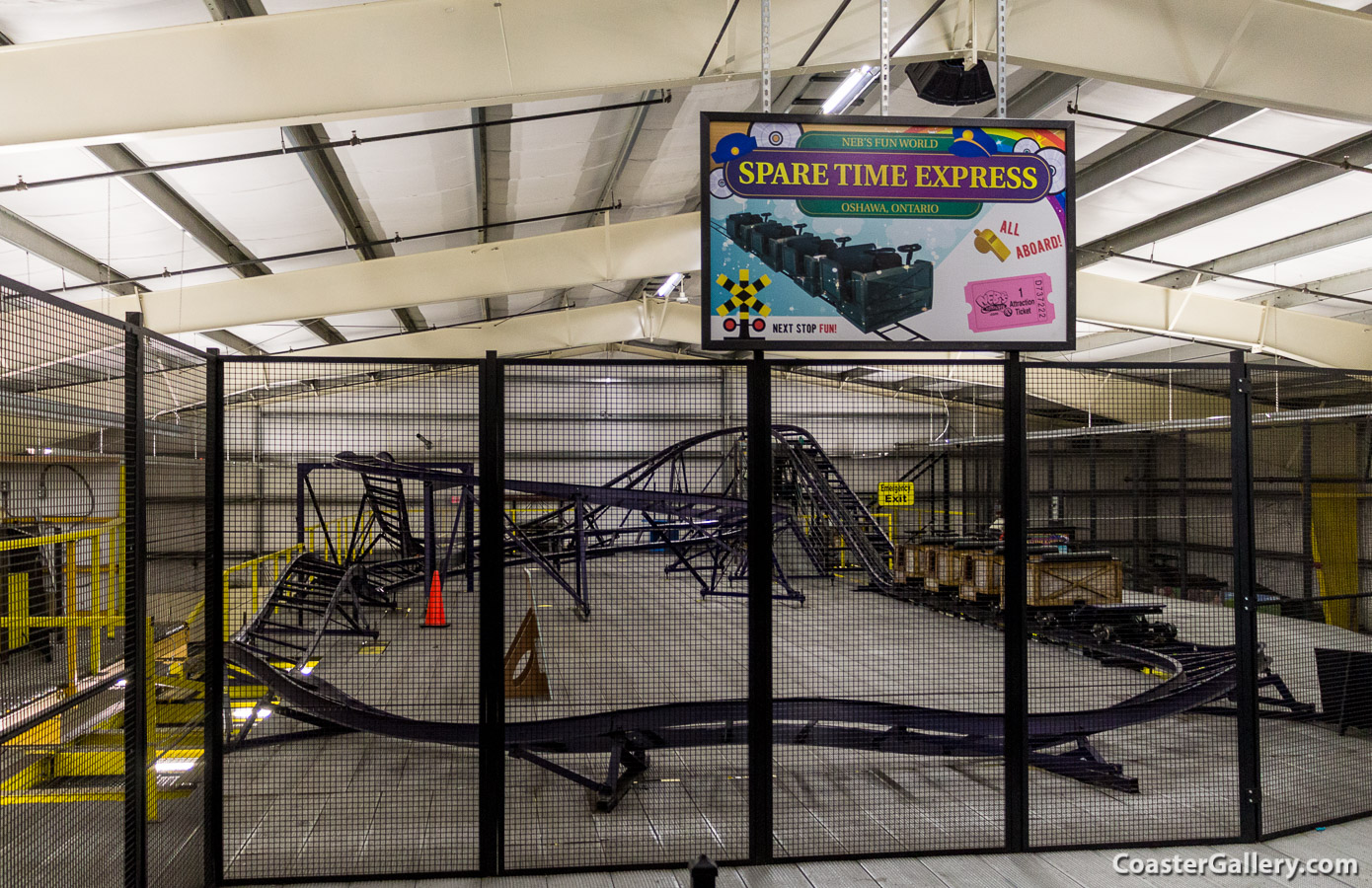 Sparetime Express roller coaster at Neb's Funworld family entertainment center in Oshawa, Ontario, Canada.