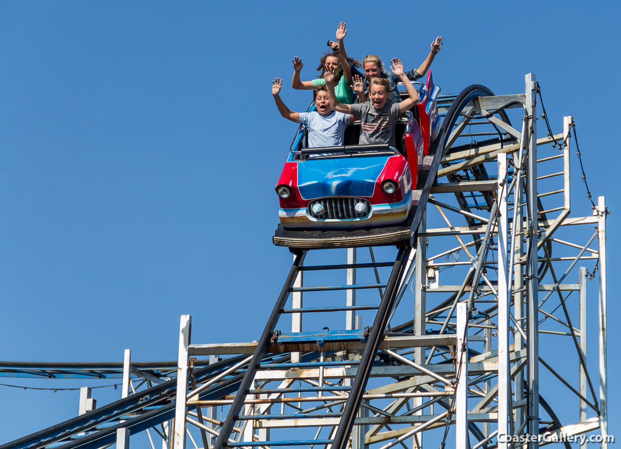 Nostalgische Achterbahn roller coaster at Skyline Park in Bad Wrishofen, Bavaria, Germany